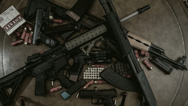 Pistol caliber carbine on a dark background