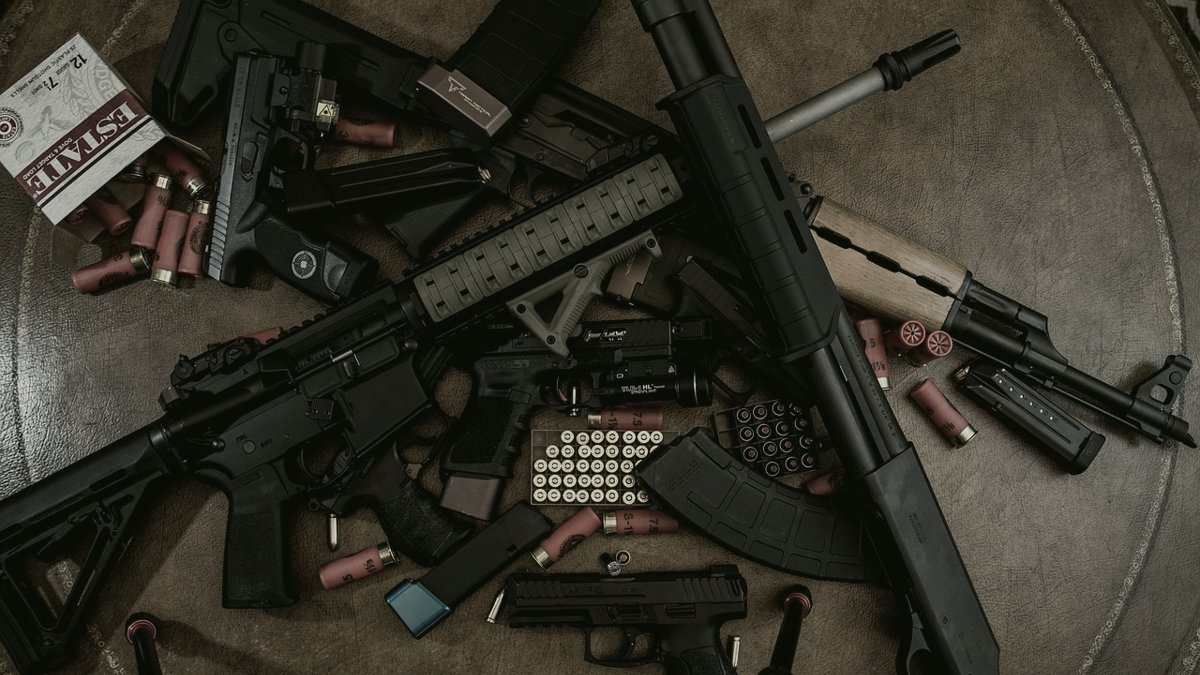Pistol caliber carbine on a dark background